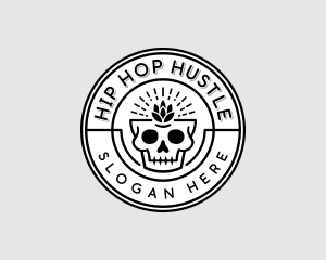 Hipster Hops Skull logo design