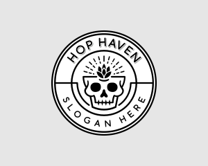 Hipster Hops Skull logo design