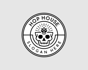 Hipster Hops Skull logo design