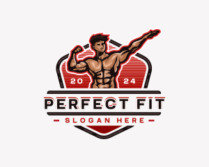 Bodybuilder Fitness Workout logo design