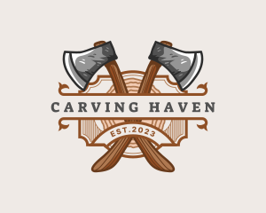 Lumberjack Woodcutter Axe  logo design