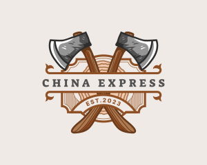 Lumberjack Woodcutter Axe  logo design