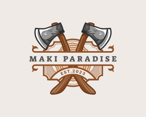 Lumberjack Woodcutter Axe  logo design