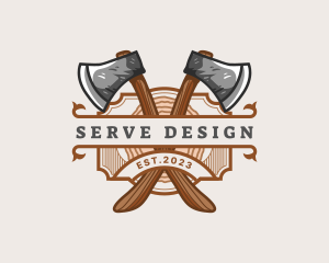 Lumberjack Woodcutter Axe  logo design