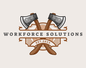 Lumberjack Woodcutter Axe  logo design