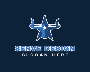 Blue Bull Star logo design