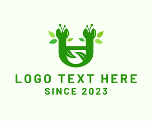 Green Botanical Letter U logo