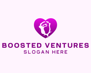 Pink Heart Rose logo design