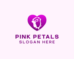 Pink Heart Rose logo design