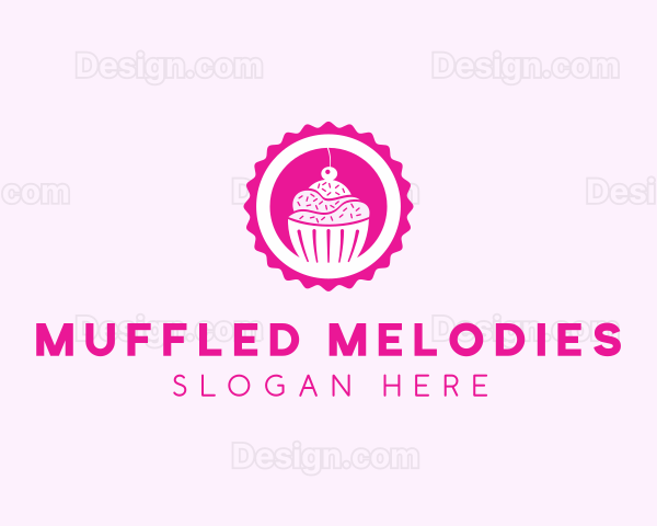 Pink Cupcake Badge Logo