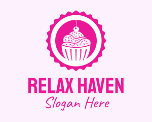 Pink Cupcake Badge Logo