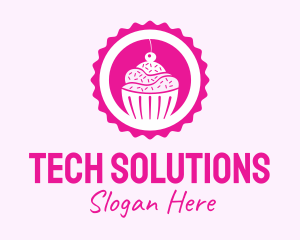 Pink Cupcake Badge Logo