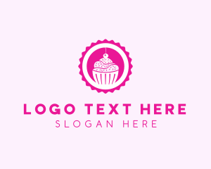 Pink Cupcake Badge logo