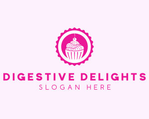 Pink Cupcake Badge Logo