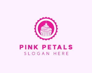 Pink Cupcake Badge logo design