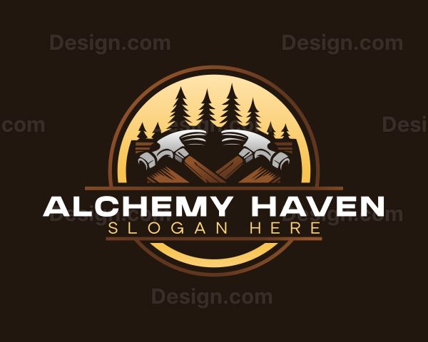 Hammer Woodwork Carpentry Logo