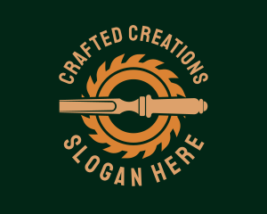 Wood Carpentry Tools logo design