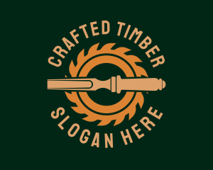 Wood Carpentry Tools logo design