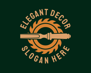 Wood Carpentry Tools logo design