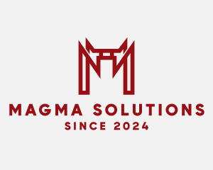 Red Gate Letter M logo design