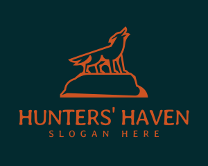 Orange Hunter Wolf logo design