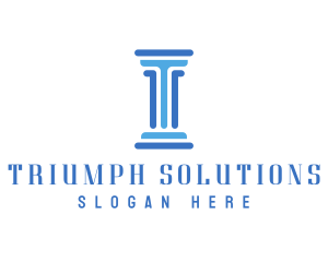 Blue Pillar T logo design