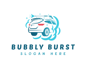 Bubbles Pressure Washer Car logo design