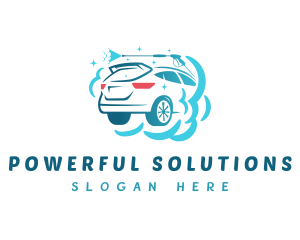 Bubbles Pressure Washer Car logo design