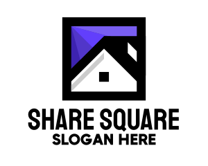 Square House Home Roof logo design