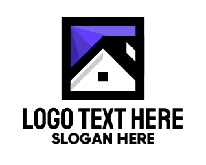 House - Square House Home Roof logo design