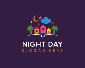 Kindergarten Night Childcare logo design