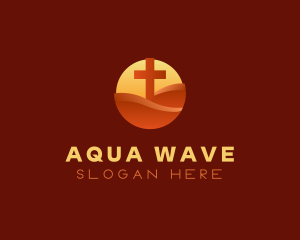 Sun Wave Cross logo design