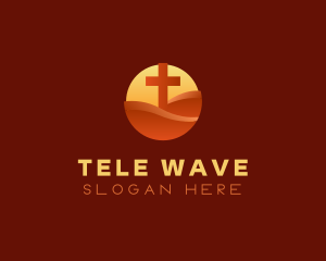 Sun Wave Cross logo design