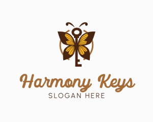 Elegant Butterfly Key  logo design