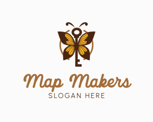 Elegant Butterfly Key  logo design