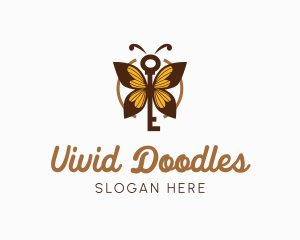 Elegant Butterfly Key  logo design