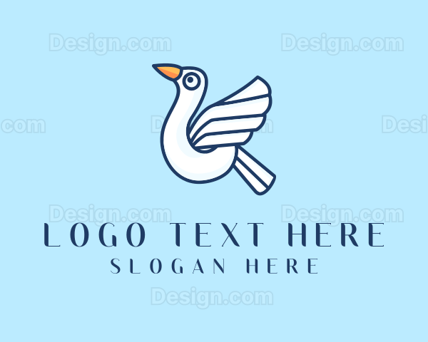 Flying Seagull Bird Logo