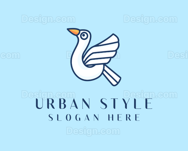 Flying Seagull Bird Logo