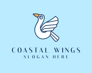 Flying Seagull Bird logo