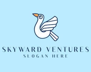 Flying Seagull Bird logo