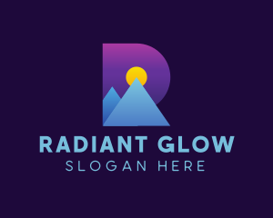 Gradient Mountain Letter R logo design