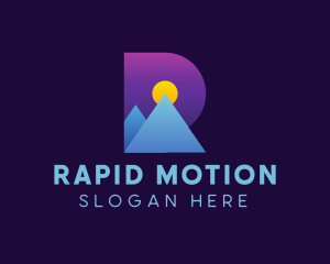 Gradient Mountain Letter R logo design