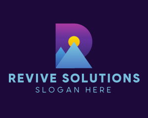 Gradient Mountain Letter R logo design