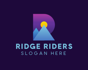 Gradient Mountain Letter R logo design