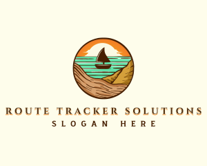 Beach Sailboat Travel logo design