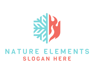 Fire Snow Hexagon logo design