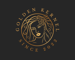 Golden Flower Lady Salon logo design