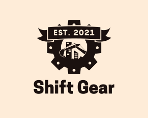 Industrial Gear Excavator Badge logo design