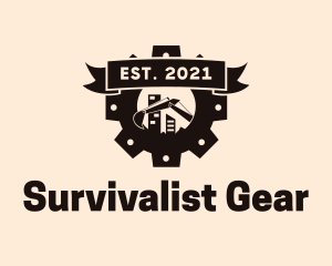 Industrial Gear Excavator Badge logo design