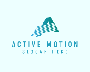 Blue Line Motion Letter A logo design